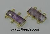 NGC5352 12*30mm - 15*30mm faceted rectangle light amethyst connectors