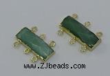 NGC5361 12*30mm - 15*30mm faceted rectangle green aventurine connectors