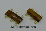 NGC5363 12*30mm - 15*30mm faceted rectangle yellow tiger eye connectors