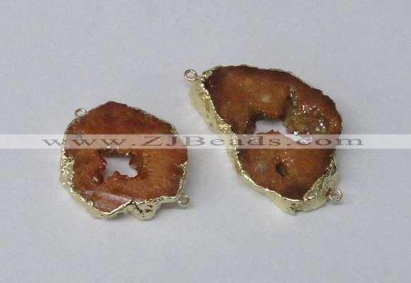 NGC537 25*35mm - 35*45mm plated druzy agate gemstone connectors