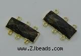 NGC5370 12*30mm - 15*30mm faceted rectangle labradorite connectors