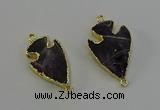 NGC5384 20*35mm - 25*40mm arrowhead amethyst gemstone connectors