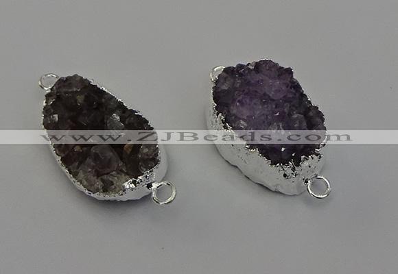 NGC5455 20*25mm - 20*30mm freeform druzy amethyst connectors