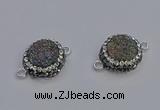 NGC5463 14mm - 15mm flower plated druzy agate connectors wholesale