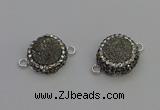 NGC5464 14mm - 15mm flower plated druzy agate connectors wholesale