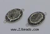 NGC5470 18*25mm oval plated druzy agate gemstone connectors