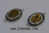 NGC5475 18*25mm oval plated druzy agate gemstone connectors