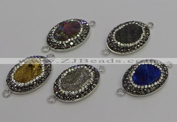 NGC5478 18*25mm oval plated druzy agate gemstone connectors