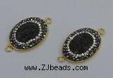 NGC5481 18*25mm oval plated druzy agate gemstone connectors