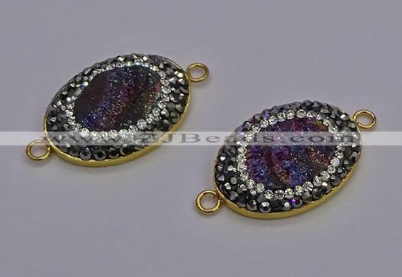 NGC5483 18*25mm oval plated druzy agate gemstone connectors