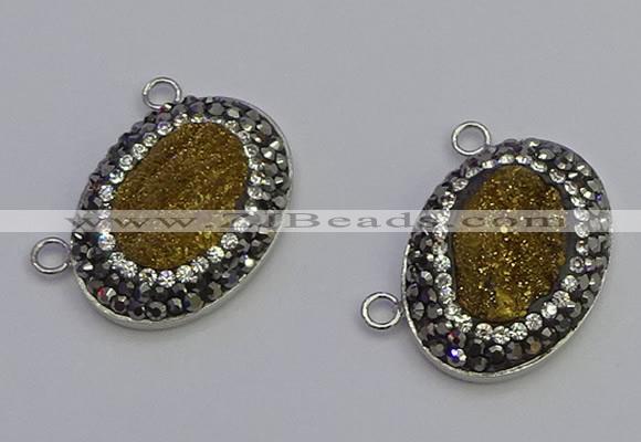 NGC5496 18*25mm oval plated druzy agate gemstone connectors