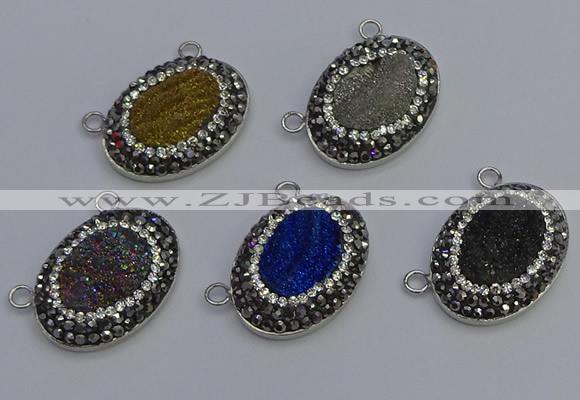 NGC5498 18*25mm oval plated druzy agate gemstone connectors