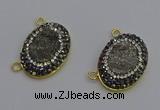 NGC5500 18*25mm oval plated druzy agate gemstone connectors