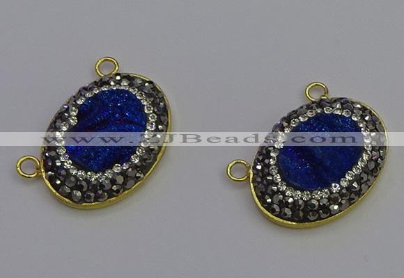NGC5505 18*25mm oval plated druzy agate gemstone connectors