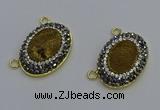 NGC5506 18*25mm oval plated druzy agate gemstone connectors