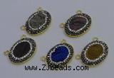 NGC5508 18*25mm oval plated druzy agate gemstone connectors
