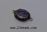 NGC5527 16*20mm oval light amethyst connectors wholesale