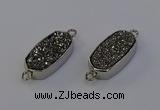 NGC5549 10*22mm - 12*25mm freeform plated druzy quartz connectors