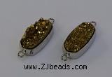 NGC5550 10*22mm - 12*25mm freeform plated druzy quartz connectors