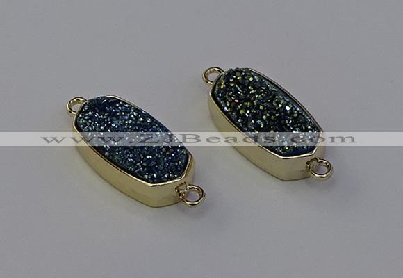 NGC5562 10*22mm - 12*25mm freeform plated druzy quartz connectors