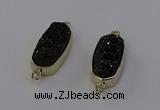 NGC5566 10*22mm - 12*25mm freeform plated druzy quartz connectors