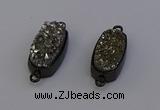 NGC5571 10*22mm - 12*25mm freeform plated druzy quartz connectors