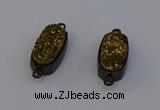 NGC5572 10*22mm - 12*25mm freeform plated druzy quartz connectors