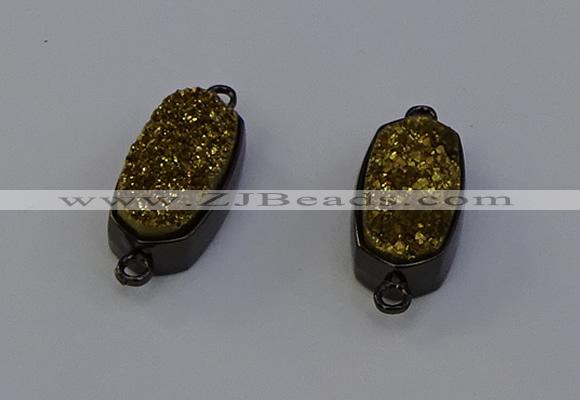 NGC5572 10*22mm - 12*25mm freeform plated druzy quartz connectors