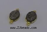 NGC5582 12*16mm oval plated druzy agate connectors wholesale