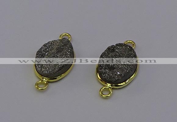 NGC5582 12*16mm oval plated druzy agate connectors wholesale