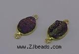 NGC5586 12*16mm oval plated druzy agate connectors wholesale