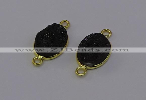 NGC5589 12*16mm oval plated druzy agate connectors wholesale