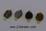 NGC5591 12*16mm oval plated druzy agate connectors wholesale