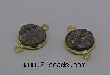 NGC5594 15mm - 16mm coin plated druzy agate connectors wholesale