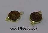 NGC5595 15mm - 16mm coin plated druzy agate connectors wholesale