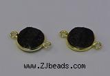 NGC5601 15mm - 16mm coin plated druzy agate connectors wholesale