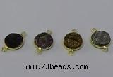 NGC5602 15mm - 16mm coin plated druzy agate connectors wholesale