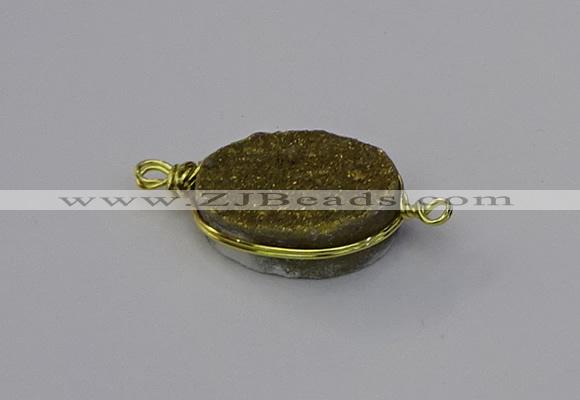 NGC5617 15*20mm oval plated druzy quartz connectors wholesale