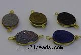 NGC5624 15*20mm oval plated druzy quartz connectors wholesale