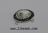 NGC5636 18*25mm faceted oval white howlite turquoise connectors