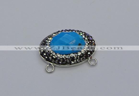 NGC5638 18*25mm faceted oval white howlite turquoise connectors