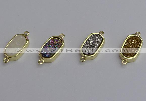 NGC5712 10*16mm freeform plated druzy quartz connectors