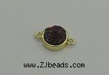 NGC5782 12mm coin plated druzy agate connectors wholesale