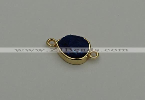 NGC5803 10*14mm flat teardrop plated druzy agate connectors