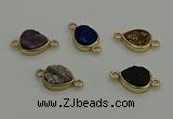 NGC5806 10*14mm flat teardrop plated druzy agate connectors