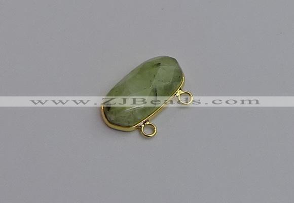 NGC5816 13*25mm faceted oval green rutilated quartz connectors