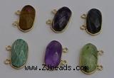 NGC5828 13*25mm faceted oval mixed gemstone connectors wholesale