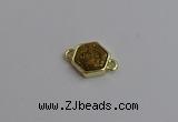 NGC5851 12*12mm hexagon plated druzy agate connectors wholesale