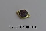 NGC5853 12*12mm hexagon plated druzy agate connectors wholesale