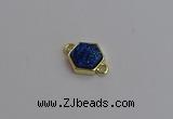 NGC5854 12*12mm hexagon plated druzy agate connectors wholesale